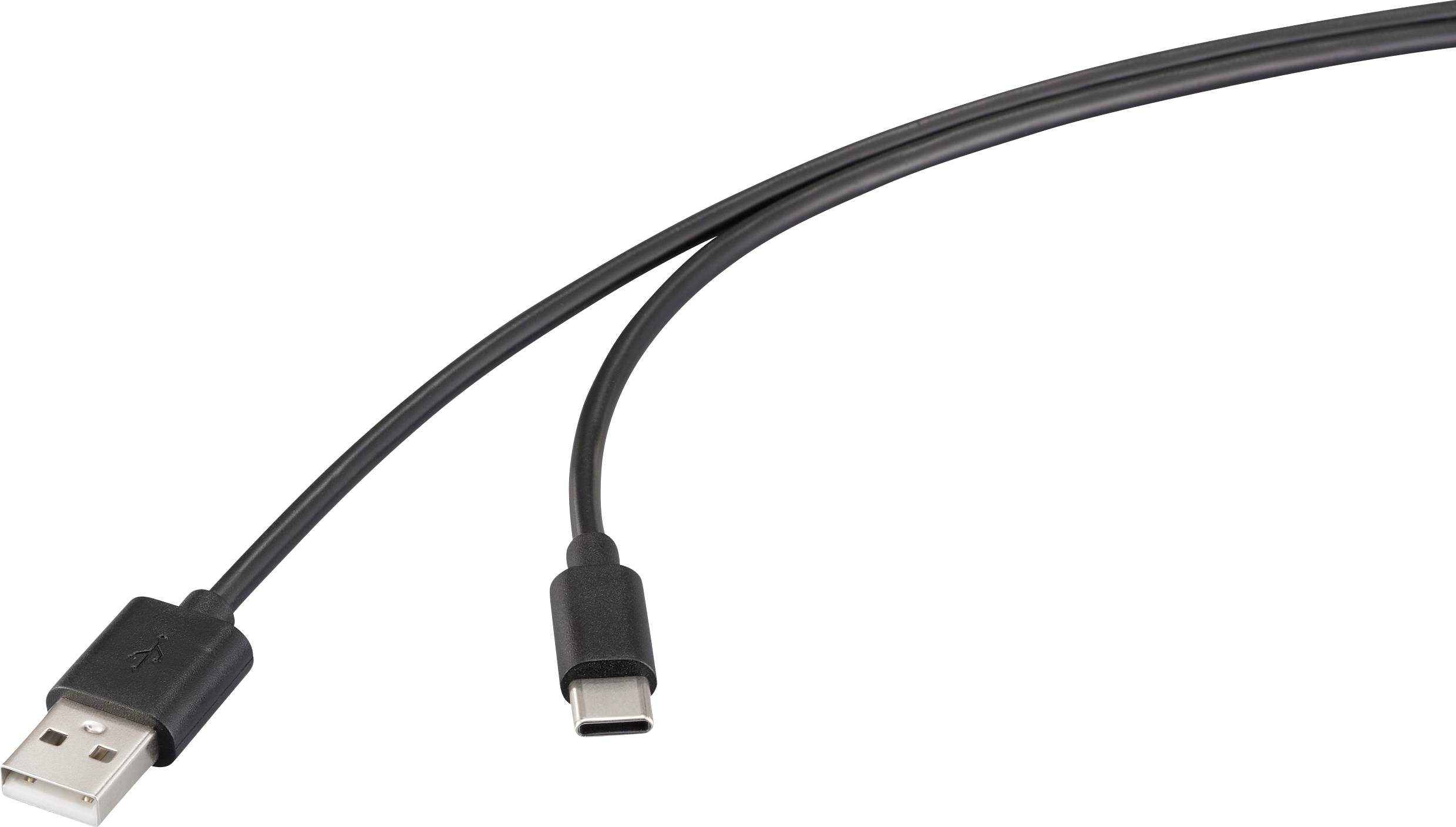 Renkforce Kabel USB USB 2.0 Złącze męskie USB-A, Złącze męskie USB-C® 0.50 m czarny RF-6830314 - obrazek 1