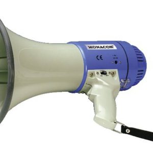 Megafon Monacor TM-25 z paskiem, zintegrowane dźwięki Megafon Monacor TM-25 z paskiem, zintegrowane dźwięki