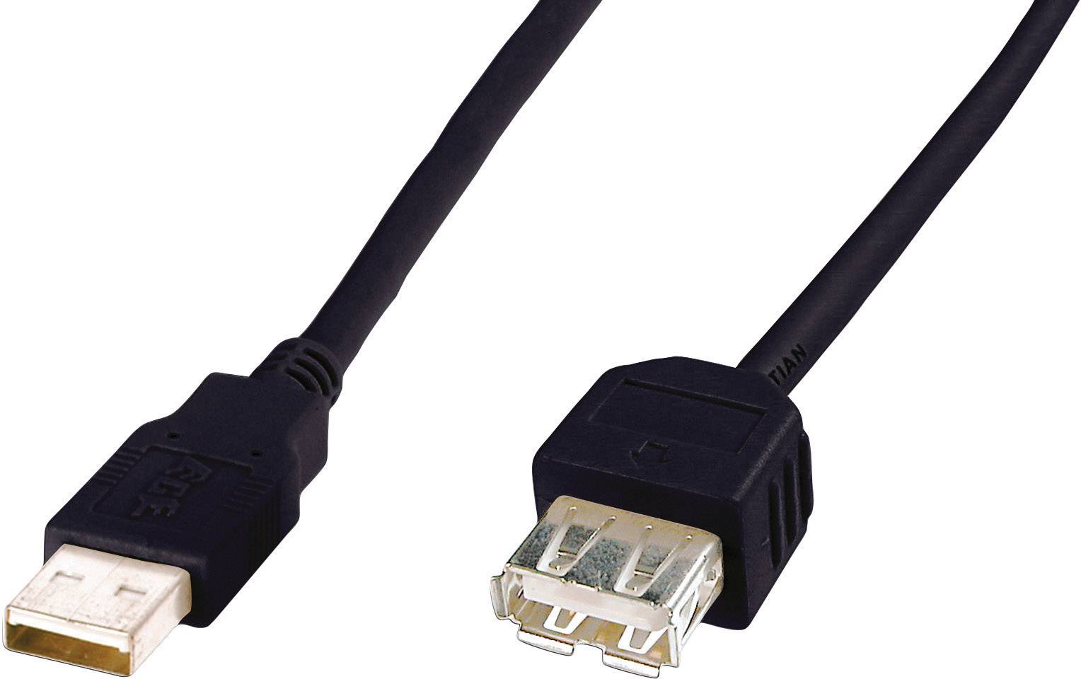 Digitus Kabel USB USB 2.0 Złącze męskie USB-A, Złącze żeńskie USB-A 5.00 m czarny AK-300202-050-S - obrazek 1