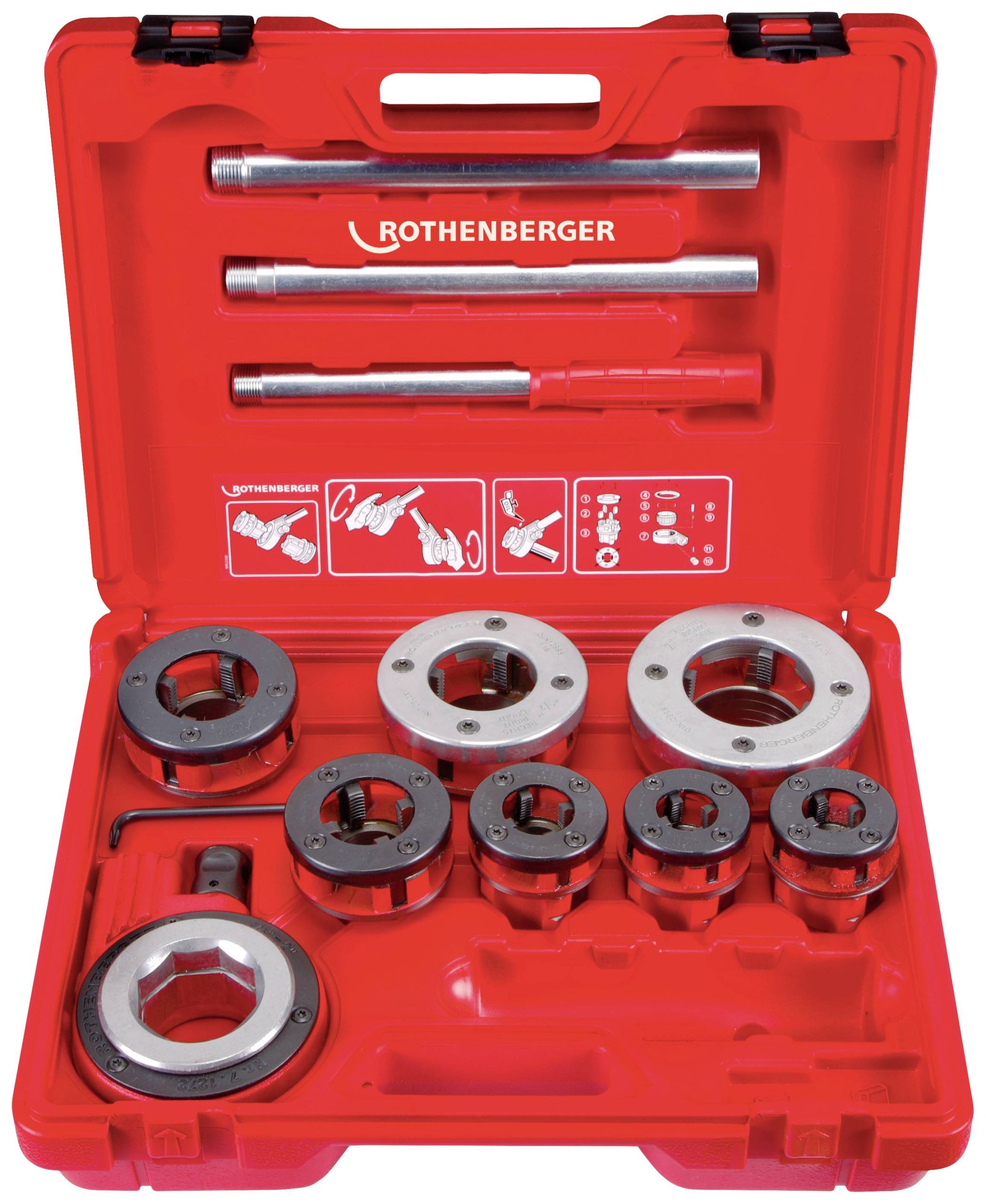 Zestaw SUPER CUT BSPT R, 1/2-2" w walizce Rothenberger 070892X 1 zest. - obrazek 1