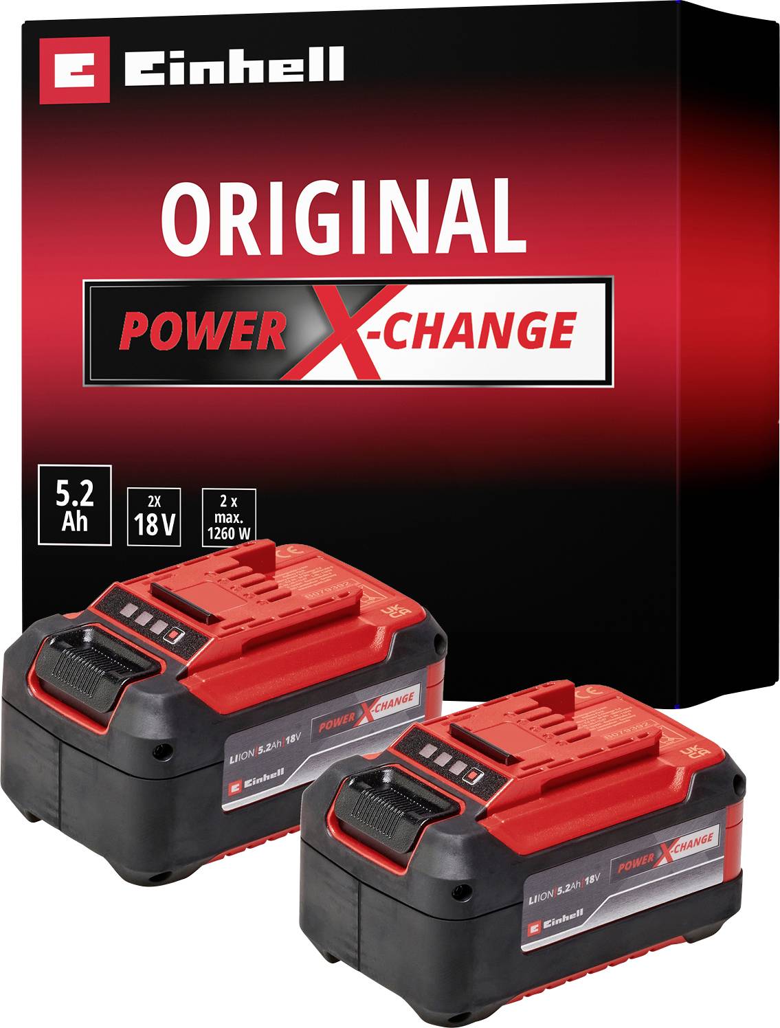 Einhell 4511526 Power X-Change Akku 2x 18V 5,2Ah PXC-Twinpack Akumulator do elektronarzędzi 18 V 5.2 Ah Li-Ion - obrazek 1