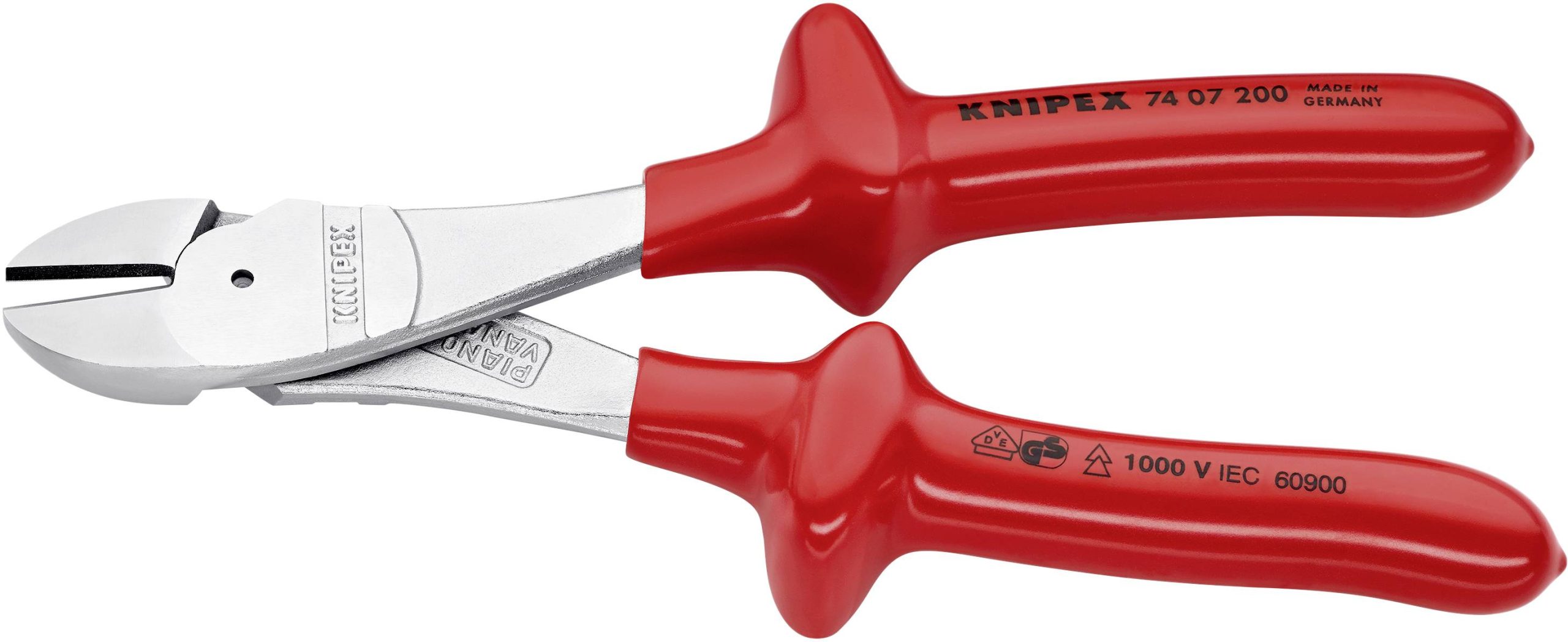 Szczypce boczne wzmocnione Knipex 74 07 200, 200 mm, 64 HRC, VDE - obrazek 1