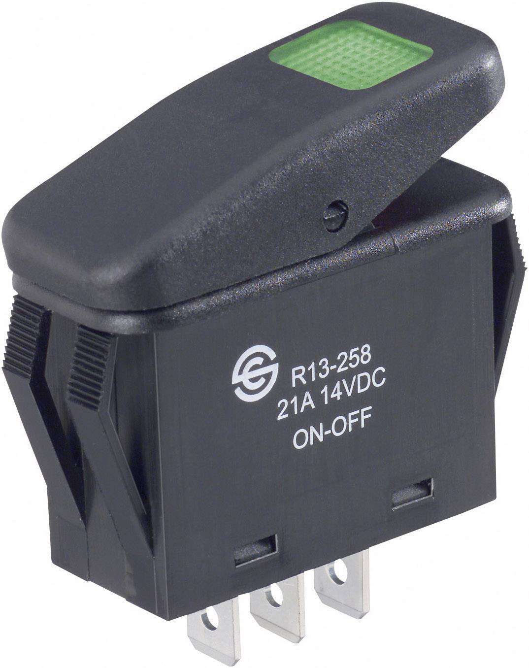 TRU COMPONENTS 1587862 Przełącznik kołyskowy TC-R13-258B B/G 14 V/DC 21 A 1 x wył/wł IP66 zatrzask 1 szt. - obrazek 1