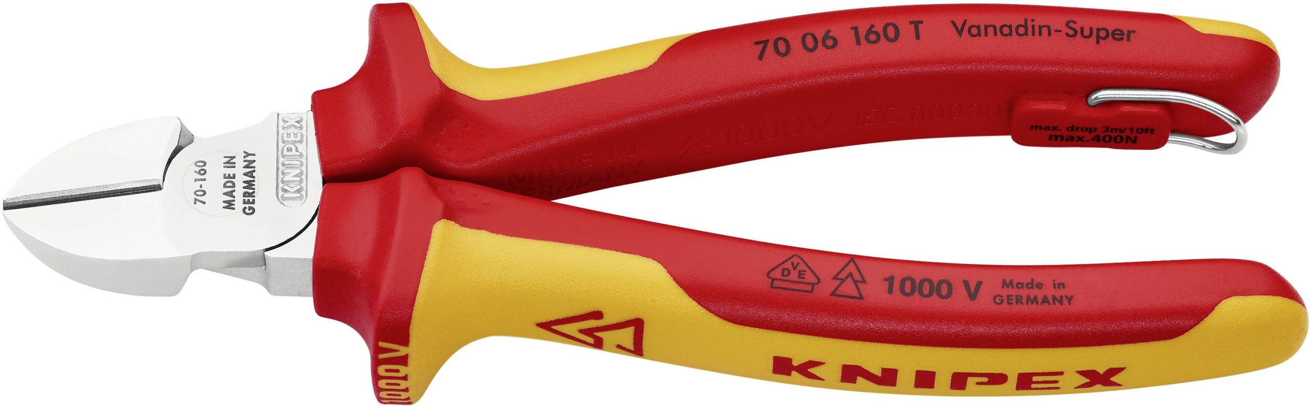 Szczypce boczne Knipex 70 06 160 T, 160 mm, 62 HRC, VDE - obrazek 1
