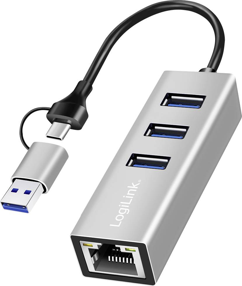 Adapter sieciowy/hub LogiLink UA0440 5 GBit/s USB-C® (USB 3.2 Gen 1) - obrazek 1