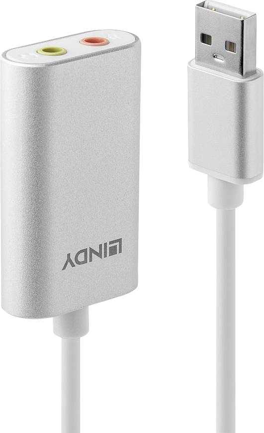 konwerter USB, Jack LINDY 42926, [1x złącze męskie USB-A 2.0 - 2x złącze męskie jack 3,5 mm] - obrazek 1