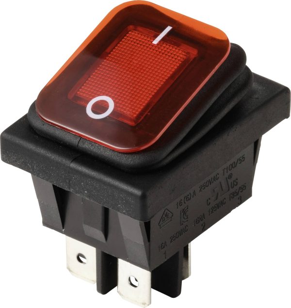TRU COMPONENTS TC-13599528 Przełącznik kołyskowy 250 V/AC 16 A 2 x wył/wł IP65 (przód) zatrzask 1 szt.