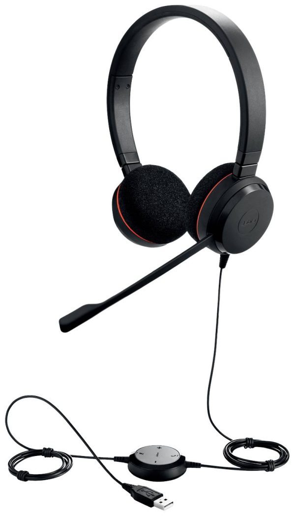 Jabra Evolve 20 Słuchawki nauszne przewód stereo czarny redukcja szumów mikrofonu zestaw słuchawkowy, regulacja głośnośc