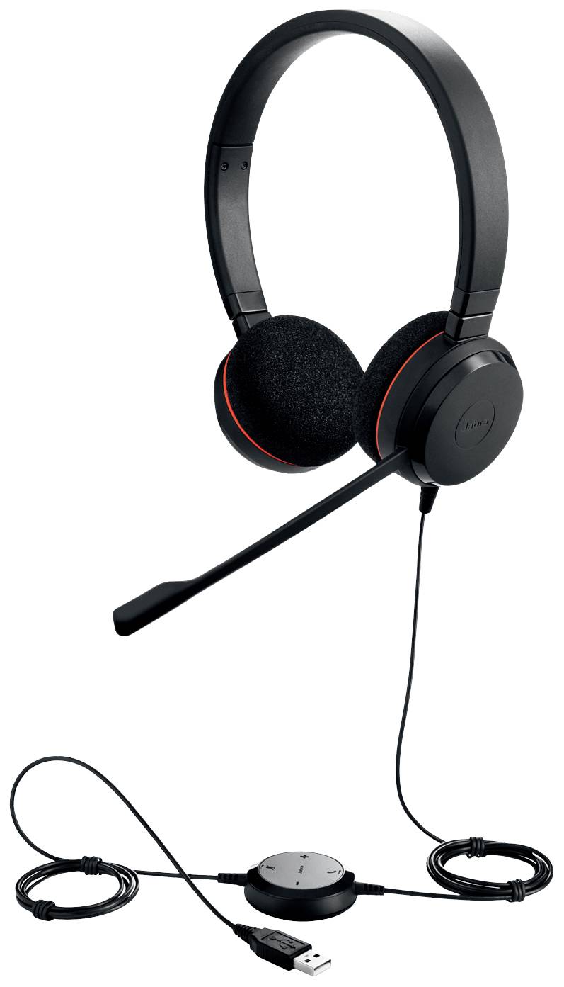 Jabra Evolve 20 Słuchawki nauszne przewód stereo czarny redukcja szumów mikrofonu zestaw słuchawkowy, regulacja głośnośc - obrazek 1