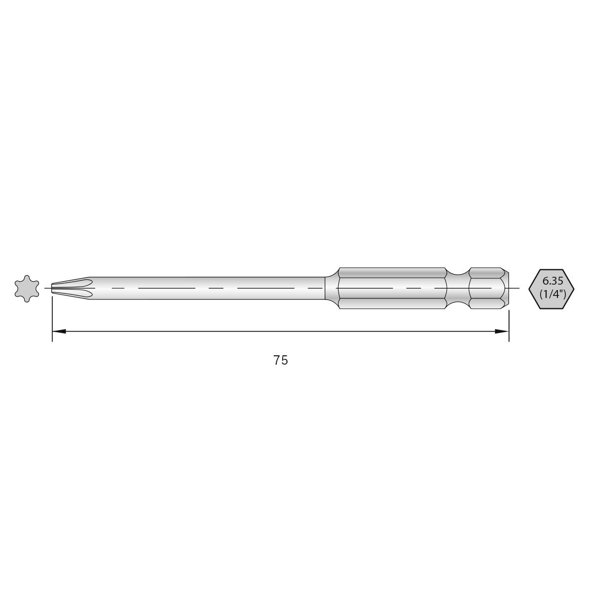 Bit Torx BERNSTEIN Tools for Electronics 6-TX10-75 E 6.3 6 szt. - obrazek 1