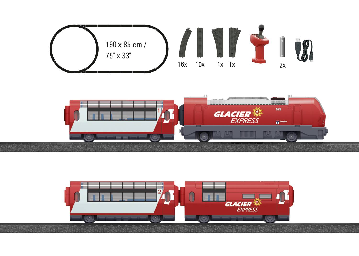 Lokomotywa diesel Märklin World 29348 Zestaw startowy H0 Glacier Express - obrazek 1