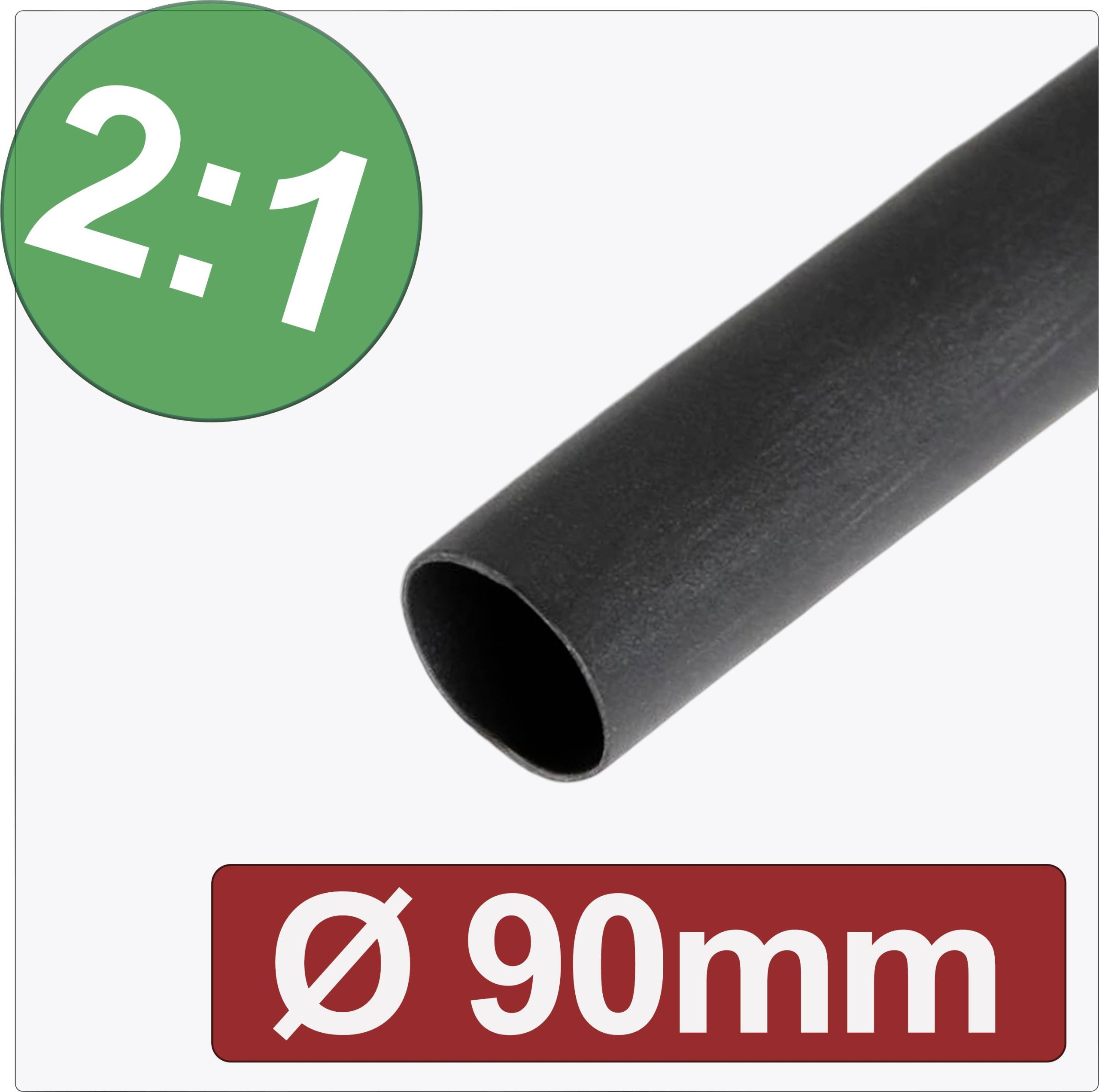 Quadrios 24CA280 Rurka termokurczliwa bez kleju czarny 90 mm 45 mm Współczynnik skurczu:2:1 Produkty w metrach bieżących - obrazek 1