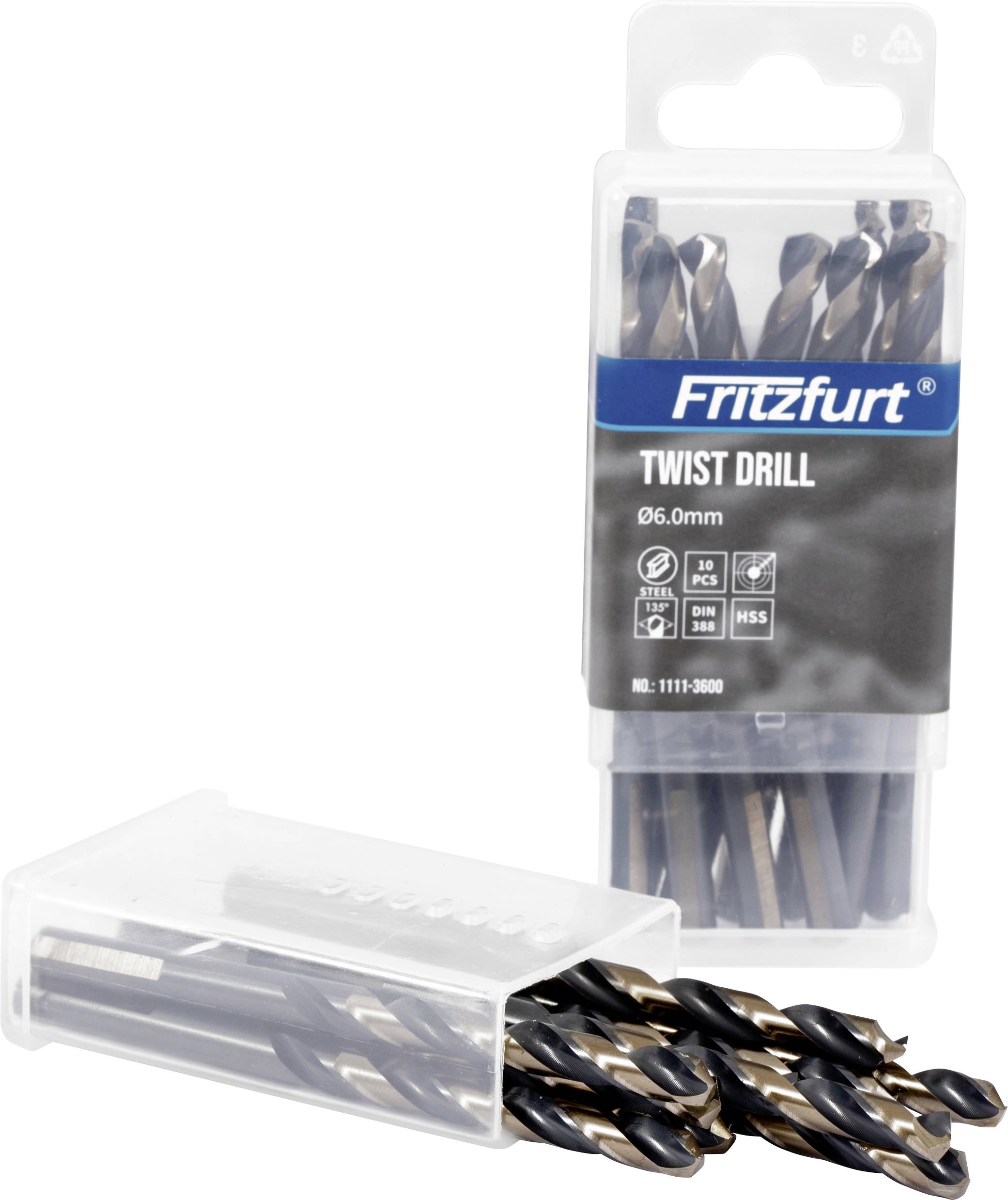 FRITZFURT 1111-3600 HSS-G Wiertło kręte do metalu 10 szt. 6 mm Długość całkowita 93 mm odporny na korozję DIN 338 wał tr - obrazek 1