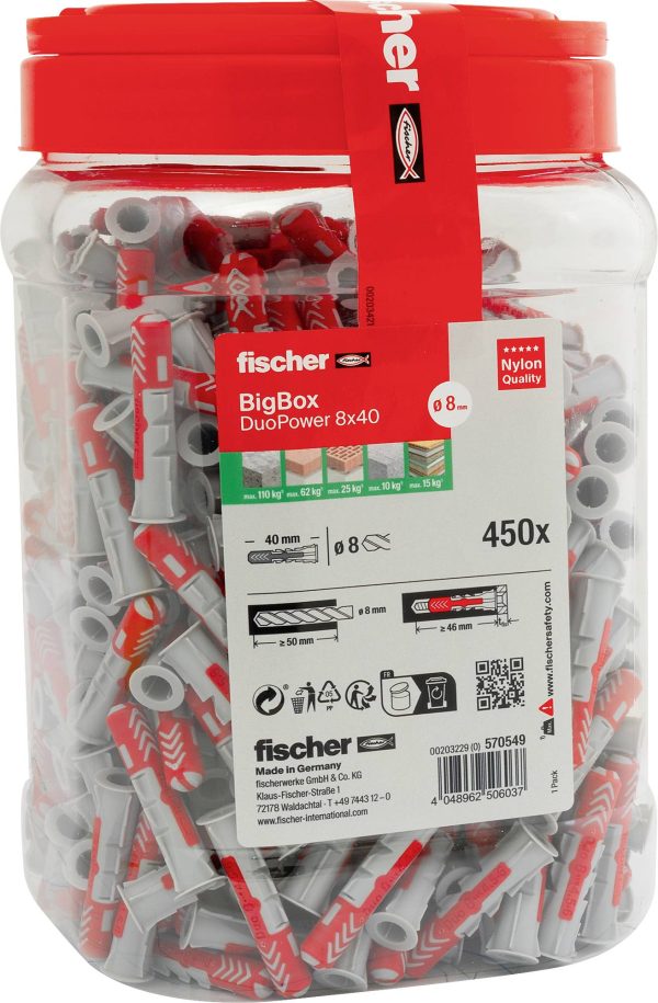 Fischer 570549 DuoPower Zestaw kołków 40 mm 8 mm 450 szt.