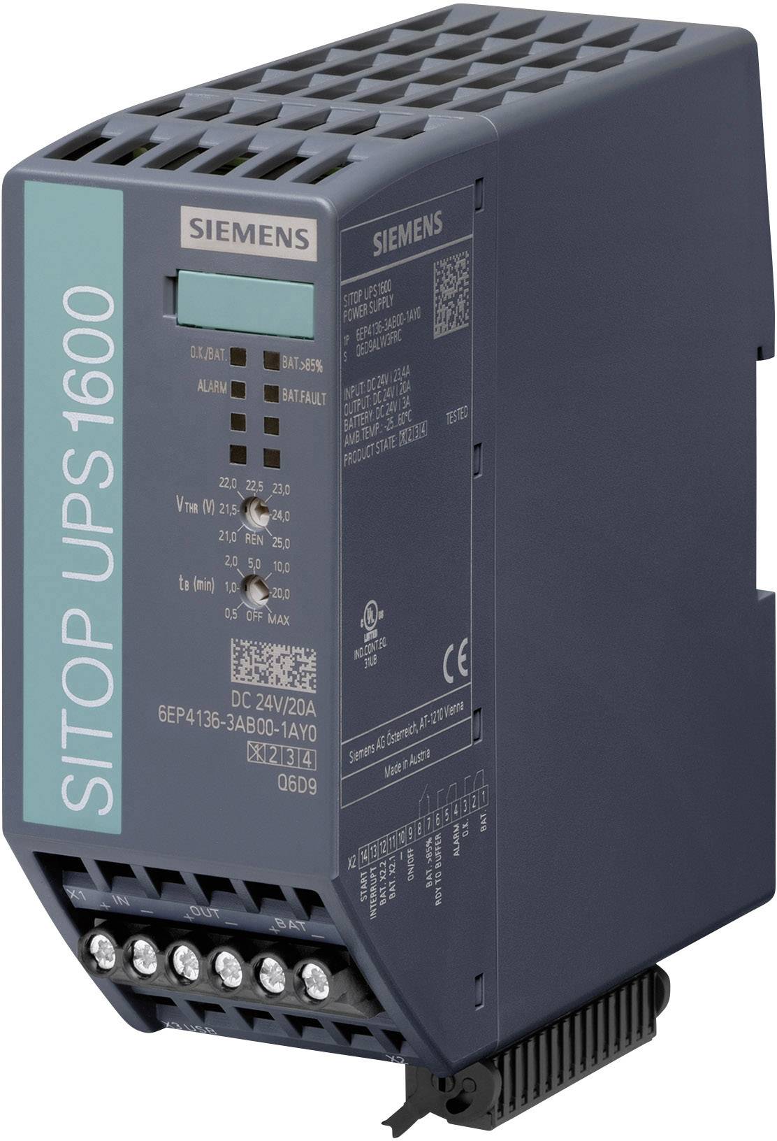 Zasilacz UPS na szynę DIN Siemens SITOP UPS1600, 24 V/DC, 22 V/DC - 29 V/DC, 20 A - obrazek 1