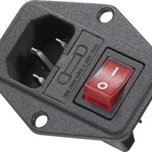 Gniazdo IEC K & B 59JR101-1FR-LR, z wyłącznikiem, czarne Gniazdo IEC K & B 59JR101-1FR-LR, z wyłącznikiem, czarne