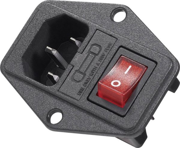 Gniazdo IEC K & B 59JR101-1FR-LR, z wyłącznikiem, czarne