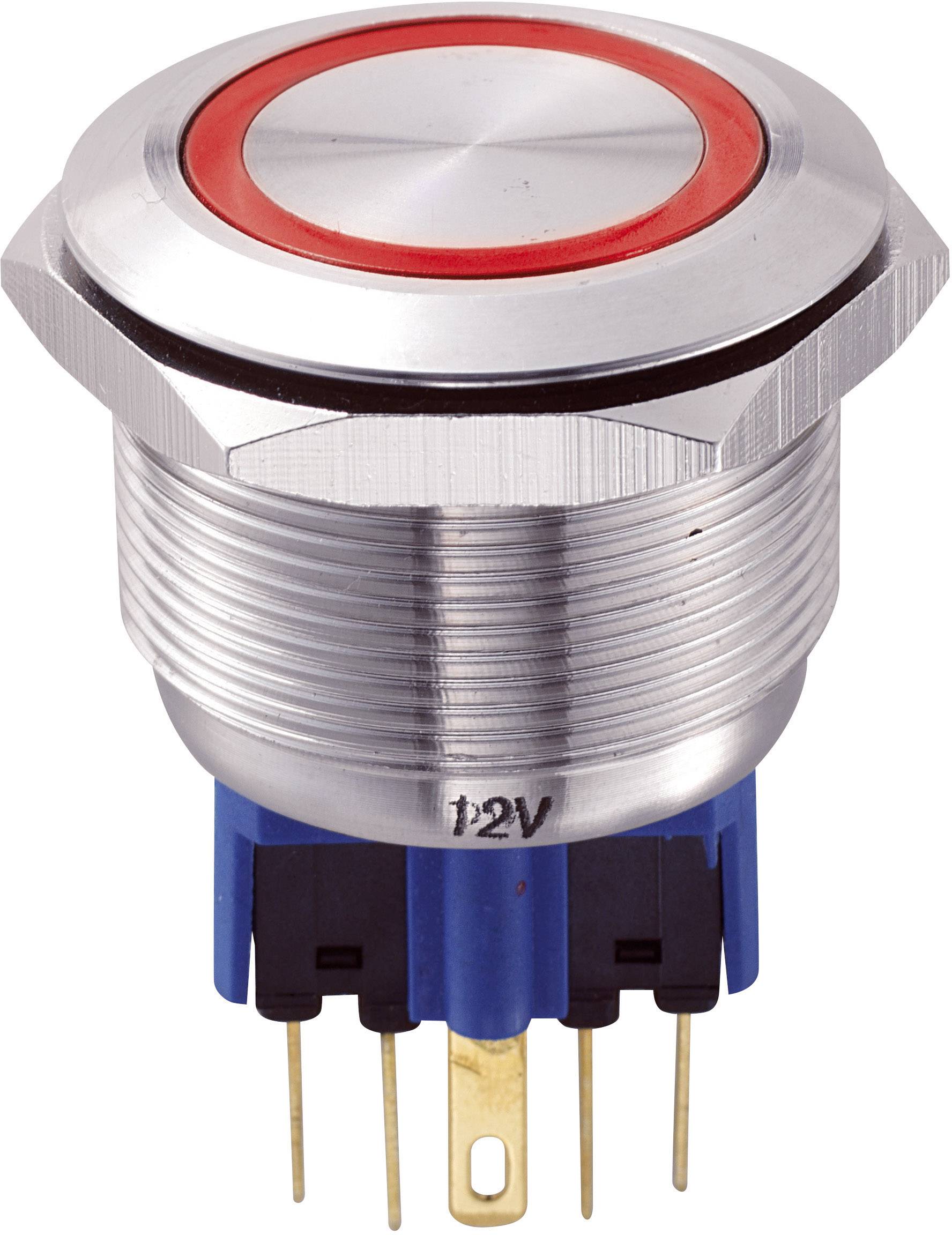 Przycisk wandaloodporny chwilowy TRU COMPONENTS GQ25-11E/R/12V, 1 x wł/(wł), IP65, 1 szt. - obrazek 1