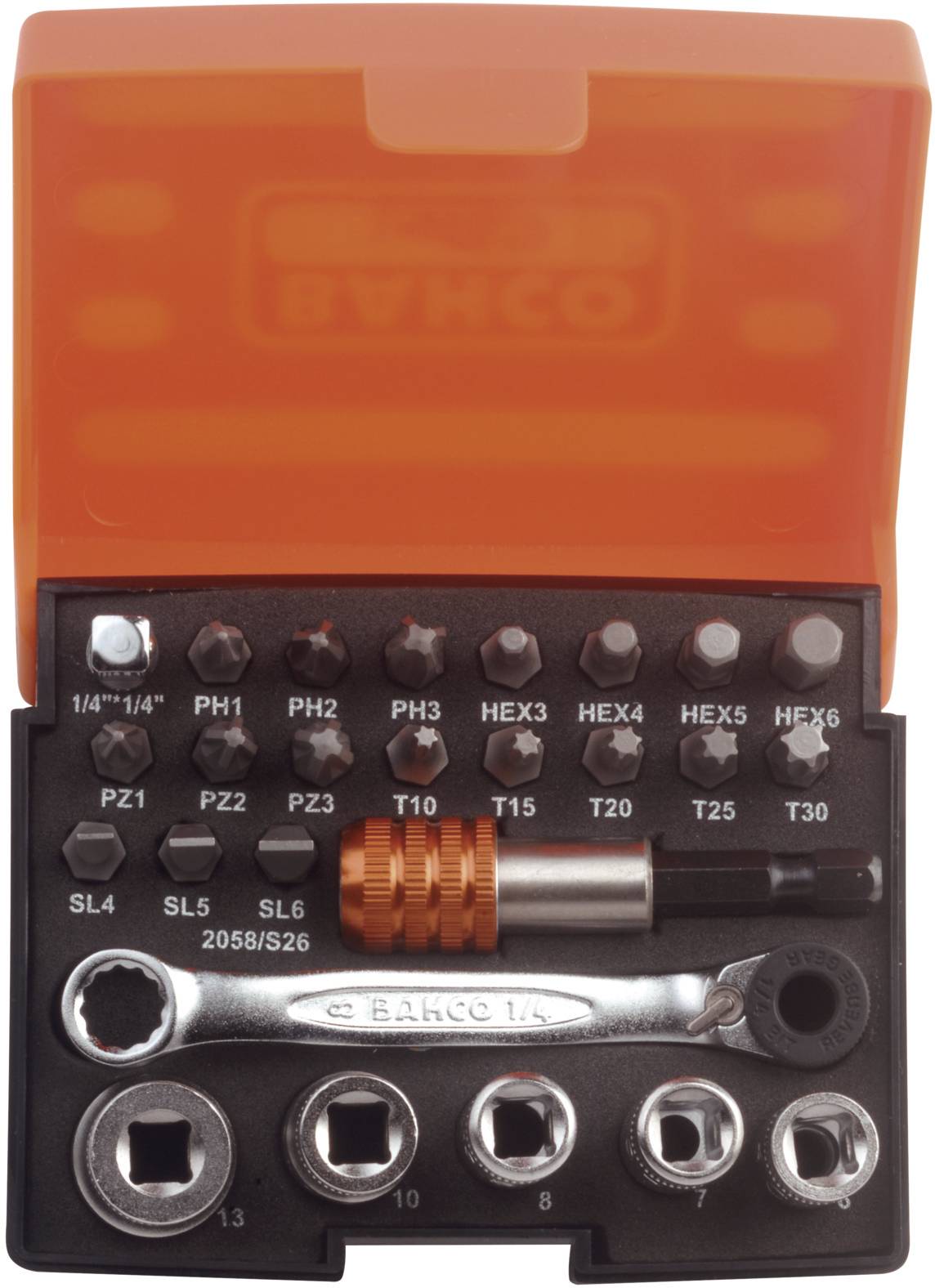 Zestaw kluczy nasadowych Bahco BAH2058S26 2058/S26 1/4" (6,3 mm) - obrazek 1