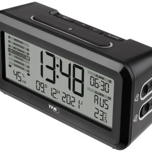 Budzik TFA Dostmann Digitaler Funk-Wecker mit Raumklima BOXX2 60.2562.01, czarny, srebrny Budzik TFA Dostmann Digitaler Funk-Wecker mit Raumklima BOXX2 60.2562.01, czarny, srebrny