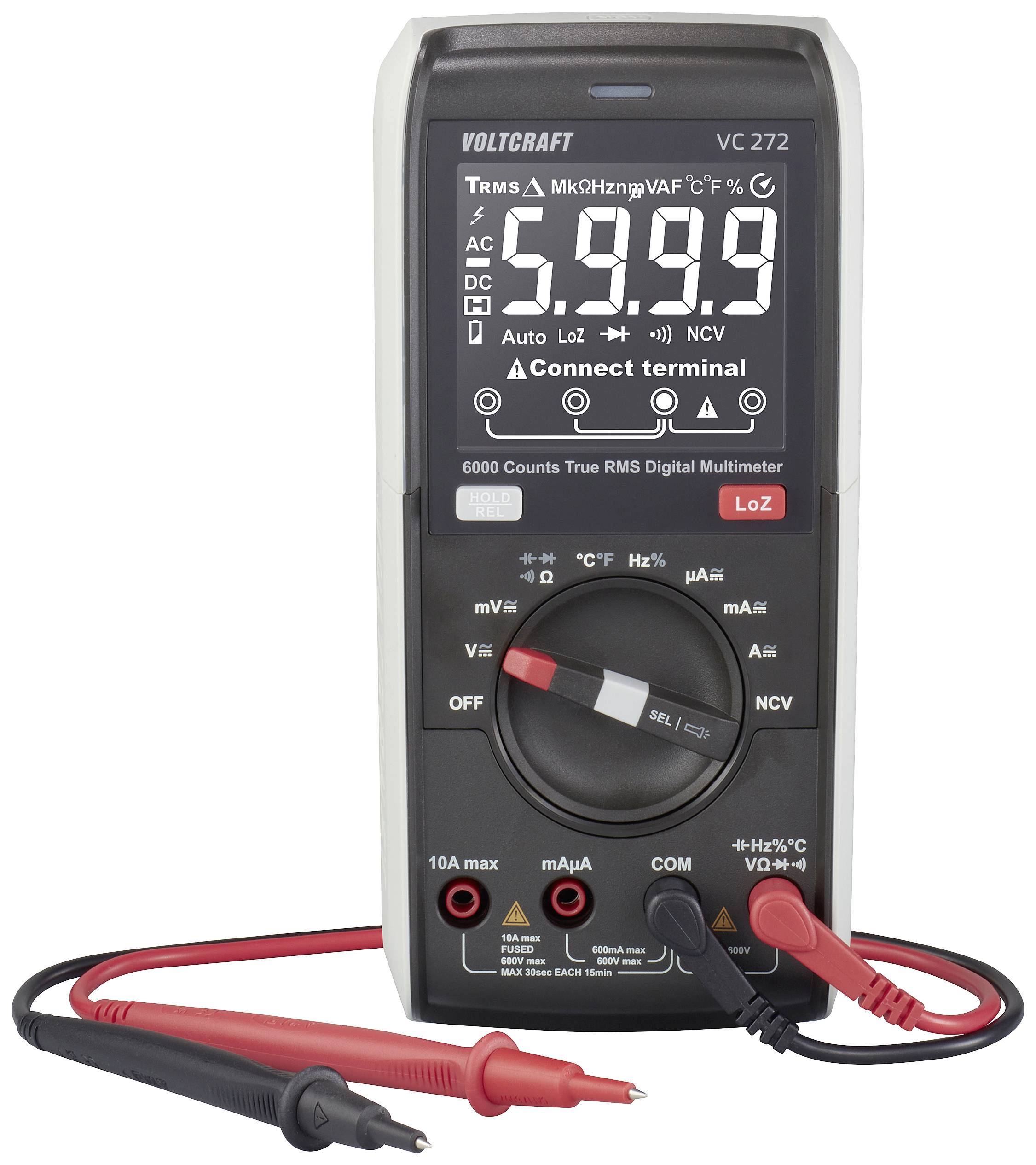 VOLTCRAFT VC272 Multimetr cyfrowy True RMS LoZ CAT III 600 V Wyświetlane liczby: 6000 - obrazek 1