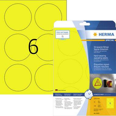 Herma 8035 Etykiety foliowe 85 x 85 mm Folia poliestrowa żółty 150 szt. Bardzo mocny Drukarka Laserowa, Drukarka Laserow
