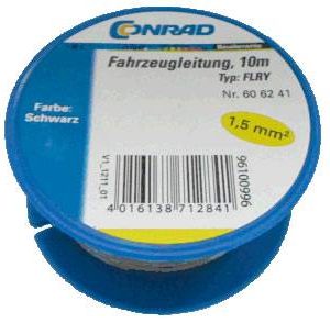 Przewód samochodowy Conrad Components 606241, FLRY-B, FLRY-B, 1 x 1.50 mm², czarny, 10 m Przewód samochodowy Conrad Components 606241, FLRY-B, FLRY-B, 1 x 1.50 mm², czarny, 10 m