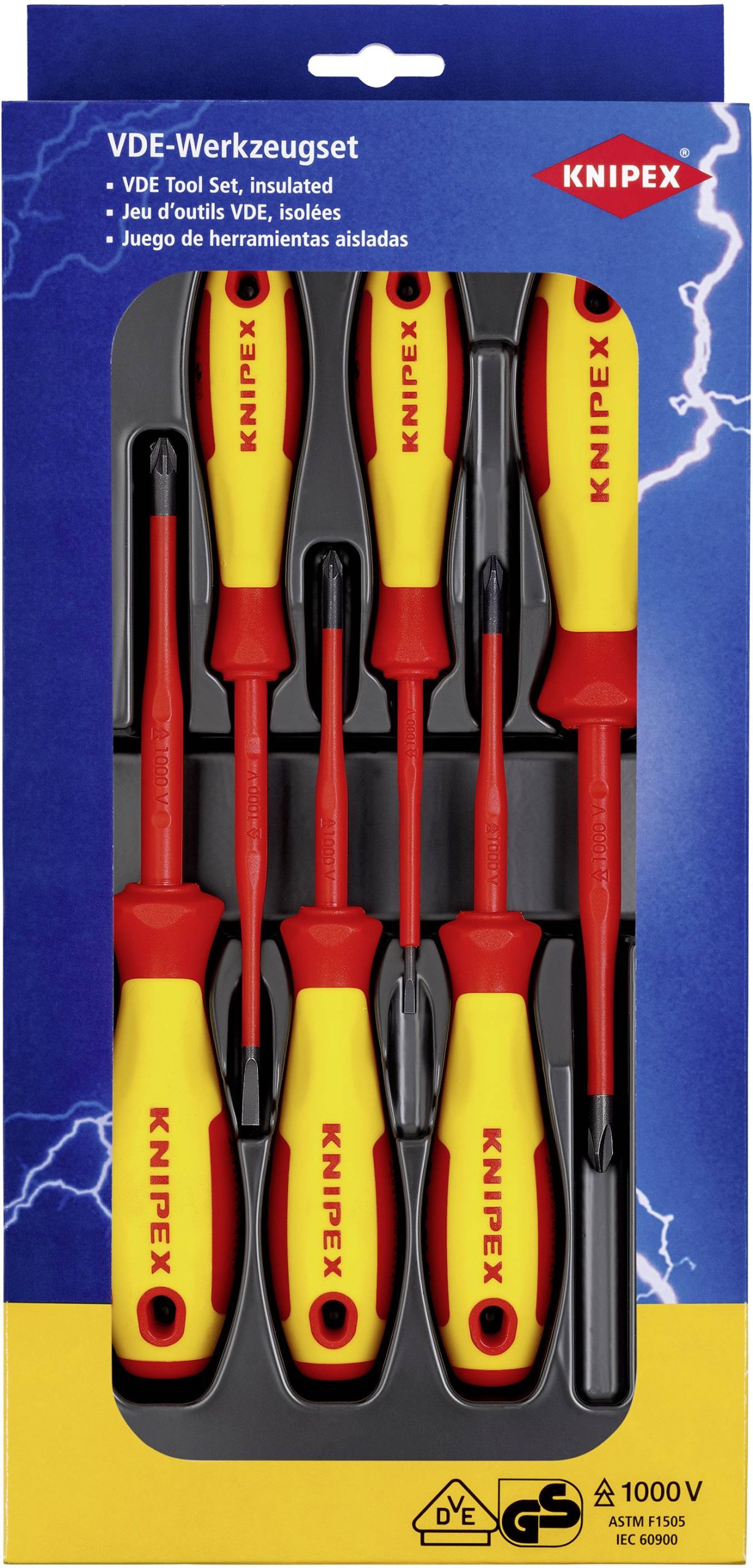 Knipex VDE Zestaw wkrętaków płaski, krzyżakowy Phillips, krzyżakowy Pozidriv - obrazek 1