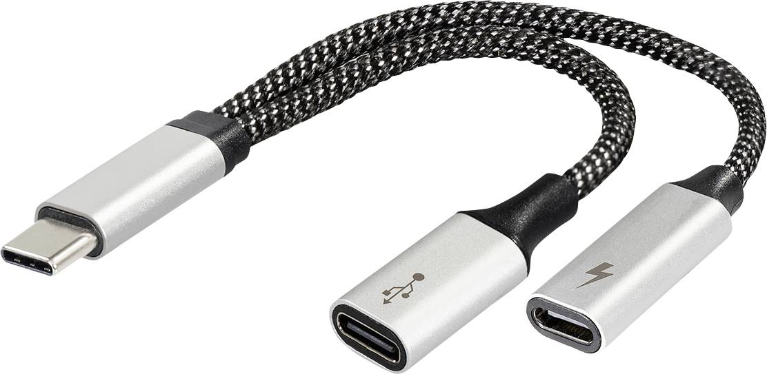Maxtrack USB-C adapter [1x złącze męskie USB-C - 2x złącze żeńskie USB-C (Power Delivery), złącze żeńskie USB-C] 14.5 cm - obrazek 1