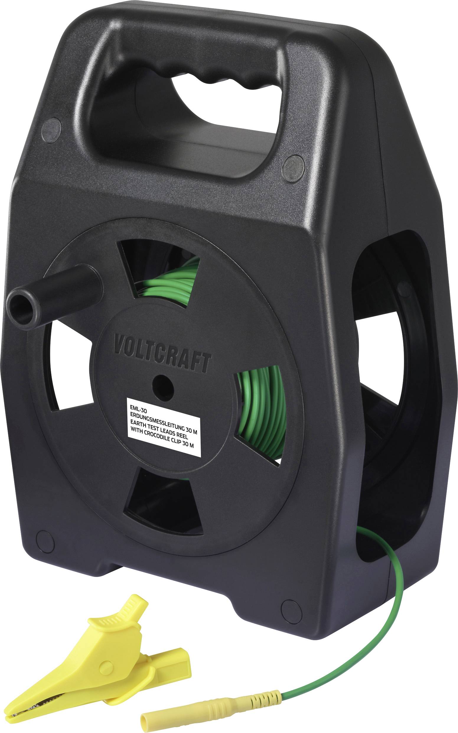 VOLTCRAFT EML-30 Przewodnik po erdungsie złącze męskie 4 mm złącze żeńskie 4 mm 30 m zielony 1 szt. - obrazek 1