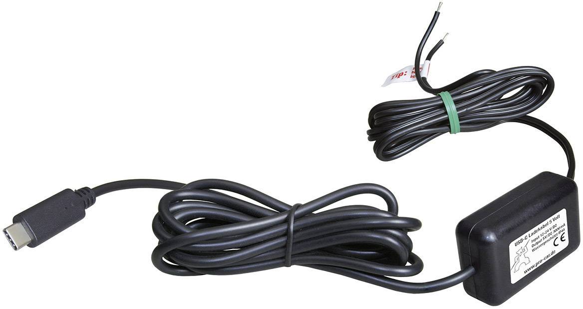 Kabel ładujący USB-C IP44 3000 mA ProCar Conrad USB-C Ladekabel, wassergeschützt IP44, 12-24V, Ausgang:5V, 3000mA Obciąż - obrazek 1