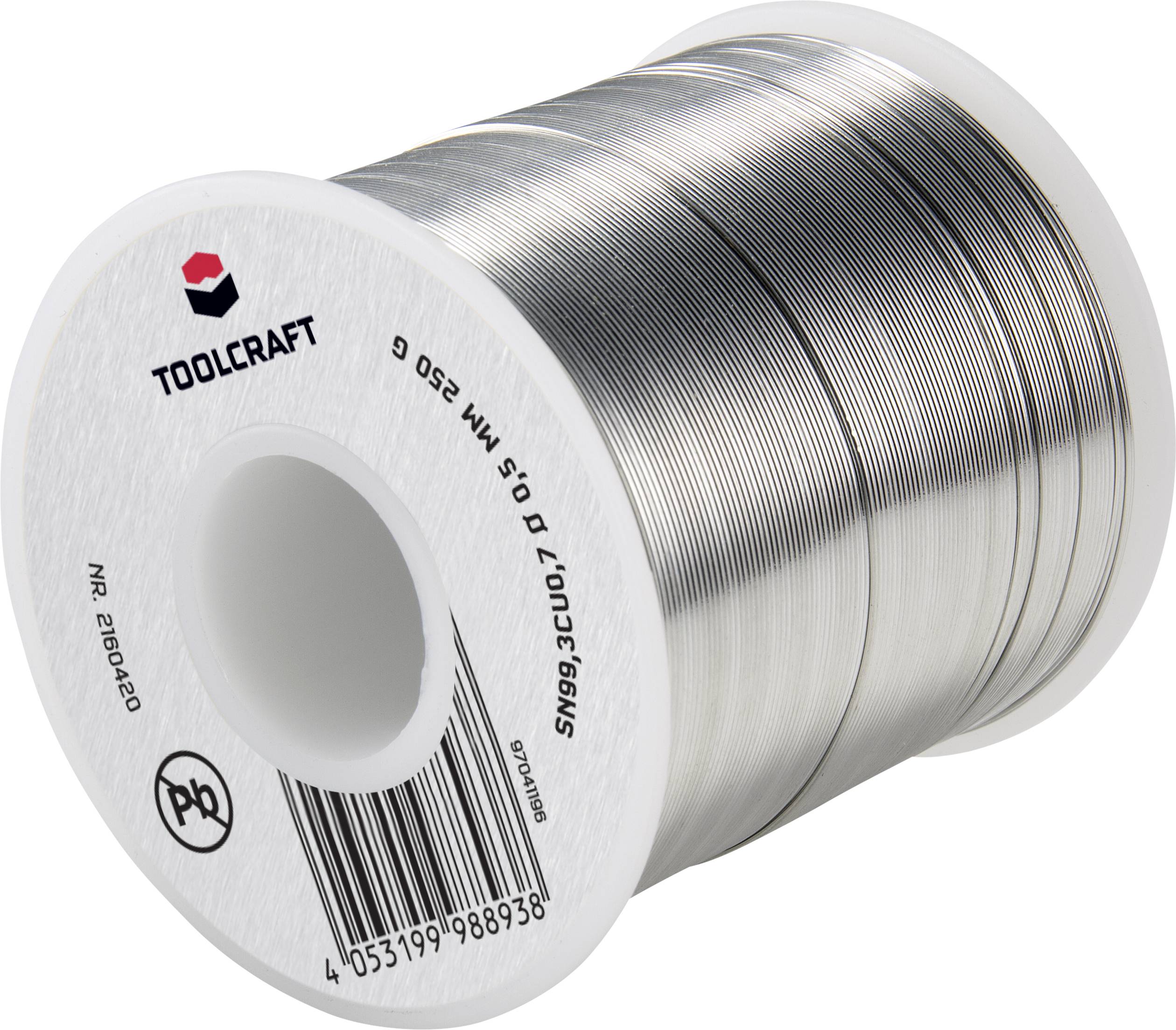 Cyna lutownicza bezołowiowa TOOLCRAFT szpula Sn99,3Cu0,7 ROL1 250 g 0.5 mm - obrazek 1