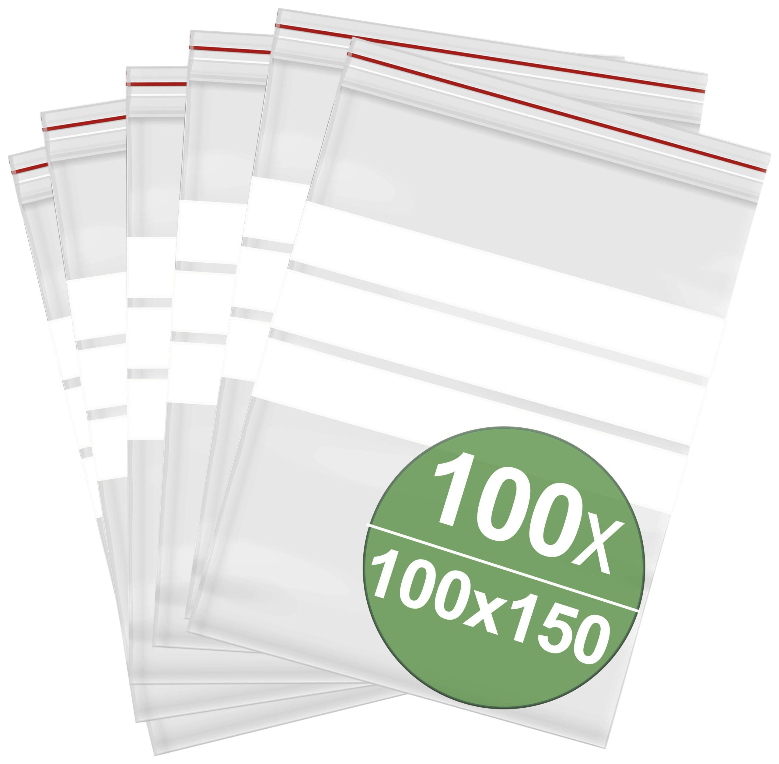 Woreczek strunowy z paskiem opisowym (S x W) 100 mm x 150 mm przeźroczysty polietylen 100 szt. - obrazek 1
