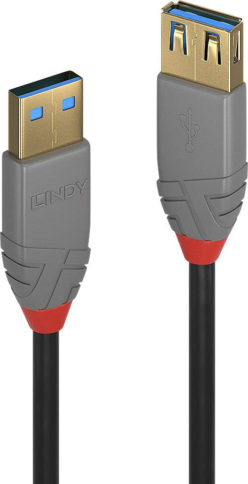 LINDY Kabel USB USB 3.2 Gen1 Złącze męskie USB-A, Złącze żeńskie USB-A 0.50 m czarny 36760 - obrazek 1