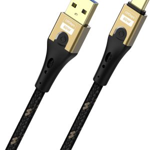 Oehlbach Kabel USB Złącze męskie USB-A, Złącze męskie USB-C® 0.5 m czarny/złoty ekranowanie plecione D1C9550 Oehlbach Kabel USB Złącze męskie USB-A, Złącze męskie USB-C® 0.5 m czarny/złoty ekranowanie plecione D1C9550