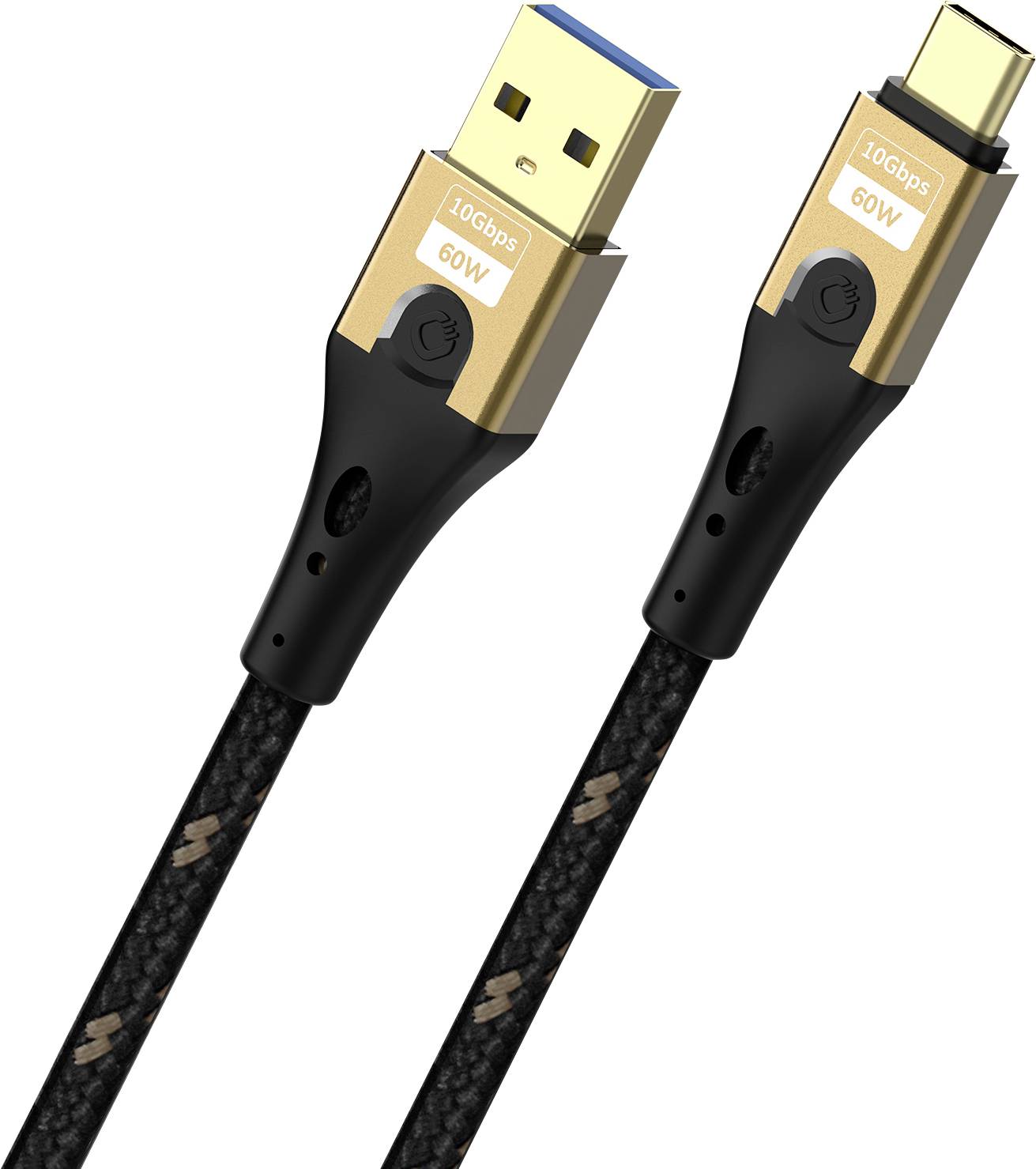 Oehlbach Kabel USB Złącze męskie USB-A, Złącze męskie USB-C® 0.5 m czarny/złoty ekranowanie plecione D1C9550 - obrazek 1