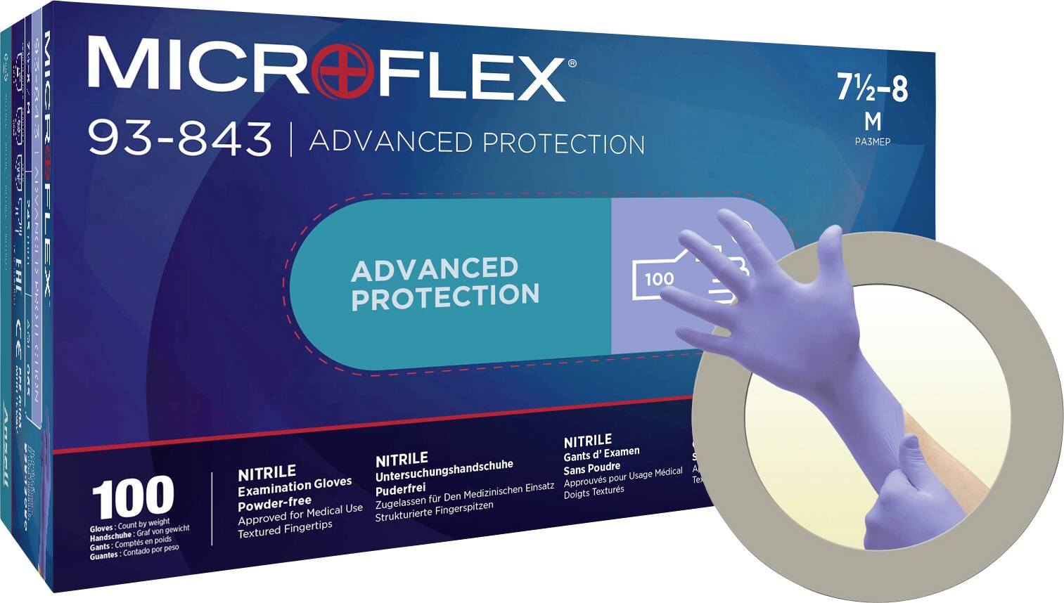 Ansell MICROFLEX 93843090 100 szt. Nitryl Rękawice jednorazowe Rozmiar rękawic: L, 8.5, 9 EN 21420:2020 ISO 11193 - obrazek 1