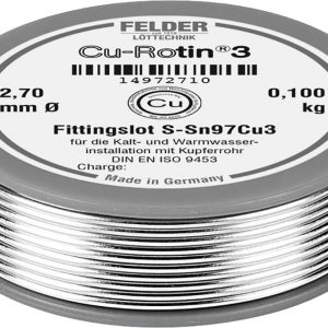 Cyna lutownicza bezołowiowa Felder Cu-Rotin® 3 szpula Sn97Cu3 0.100 kg 2.7 mm Cyna lutownicza bezołowiowa Felder Cu-Rotin® 3 szpula Sn97Cu3 0.100 kg 2.7 mm