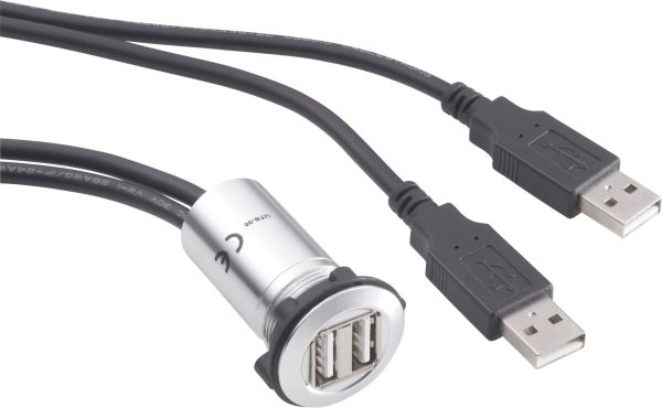 TRU COMPONENTS USB-06 Podwójne gniazdo USB do zabudowy złącze żeńskie do wbudowania 2 x Złącze żeńskie USB typu A na 2 x