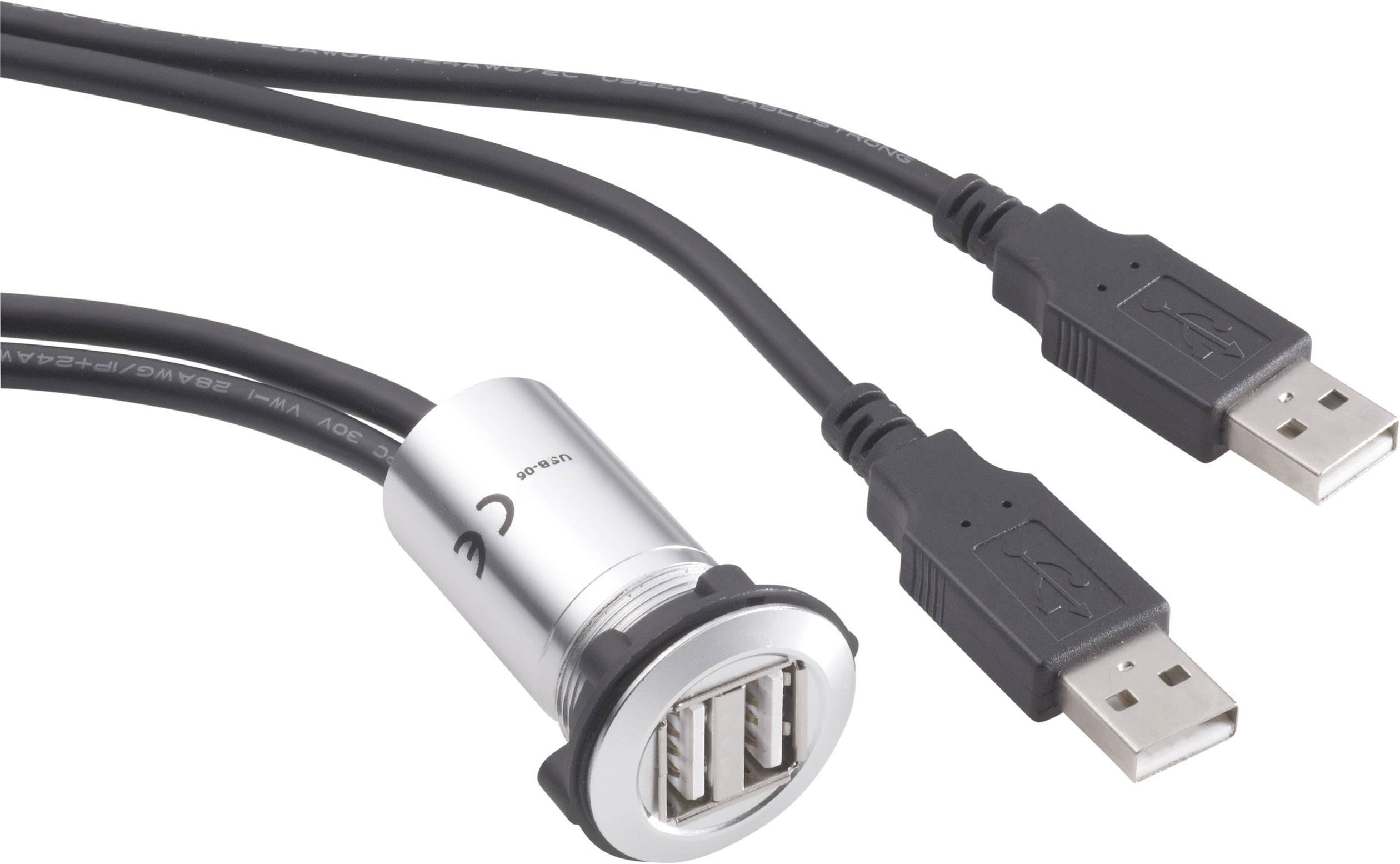 TRU COMPONENTS USB-06 Podwójne gniazdo USB do zabudowy złącze żeńskie do wbudowania 2 x Złącze żeńskie USB typu A na 2 x - obrazek 1