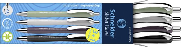Schneider Schreibgeräte Slider Rave XB Trend 25, Box 4 Stück sortiert 132684 Długopis Kolor zapisu: niebieski 4 szt.