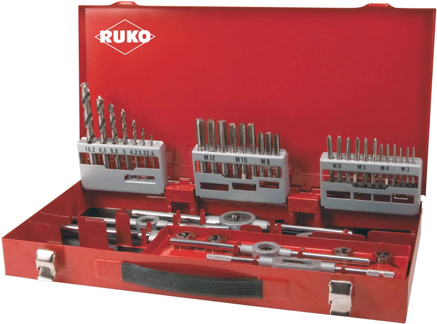RUKO 245030 Komplet gwintowników maszynowych 44 szt. metryczny M3, M4, M5, M6, M8, M10, M12 Cięcie prawostronne HSS 1 ze - obrazek 1