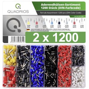 Quadrios 22C470 Zestaw końcówek rurkowych 22C470, z częściową izolacją , 0.5 mm², 2400 szt. Quadrios 22C470 Zestaw końcówek rurkowych 22C470, z częściową izolacją , 0.5 mm², 2400 szt.