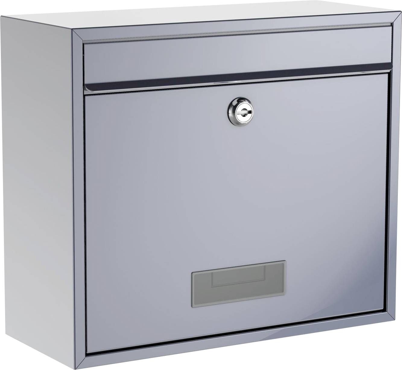 Skrzynka pocztowa Basi 2170-0661 BK 900 stal srebrny z zamkiem kluczykowym - obrazek 1
