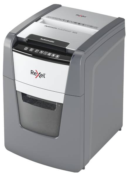 Rexel Optimum AutoFeed+ 90X Niszczarka 90 ark. Mikronacięcia 4 x 28 mm P-4 34 l Niszczy także spinacze do papieru, zszyw - obrazek 1