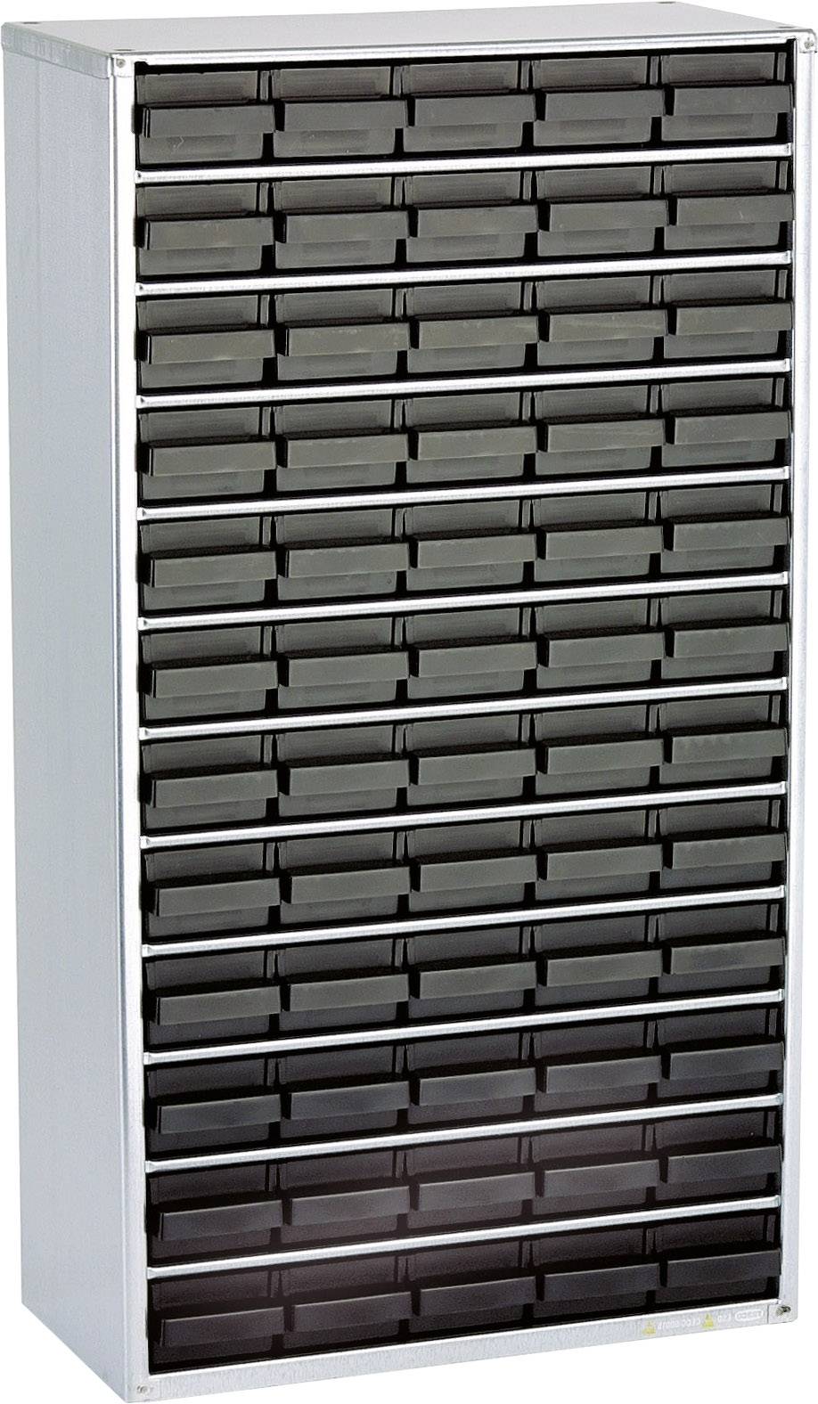 ESD raaco 1260-00 Magazyn ze stali (D x S x W) 306 x 150 x 552 mm Ilość przegród: 60 z przewodem uziemiającym Opis 1 szt - obrazek 1