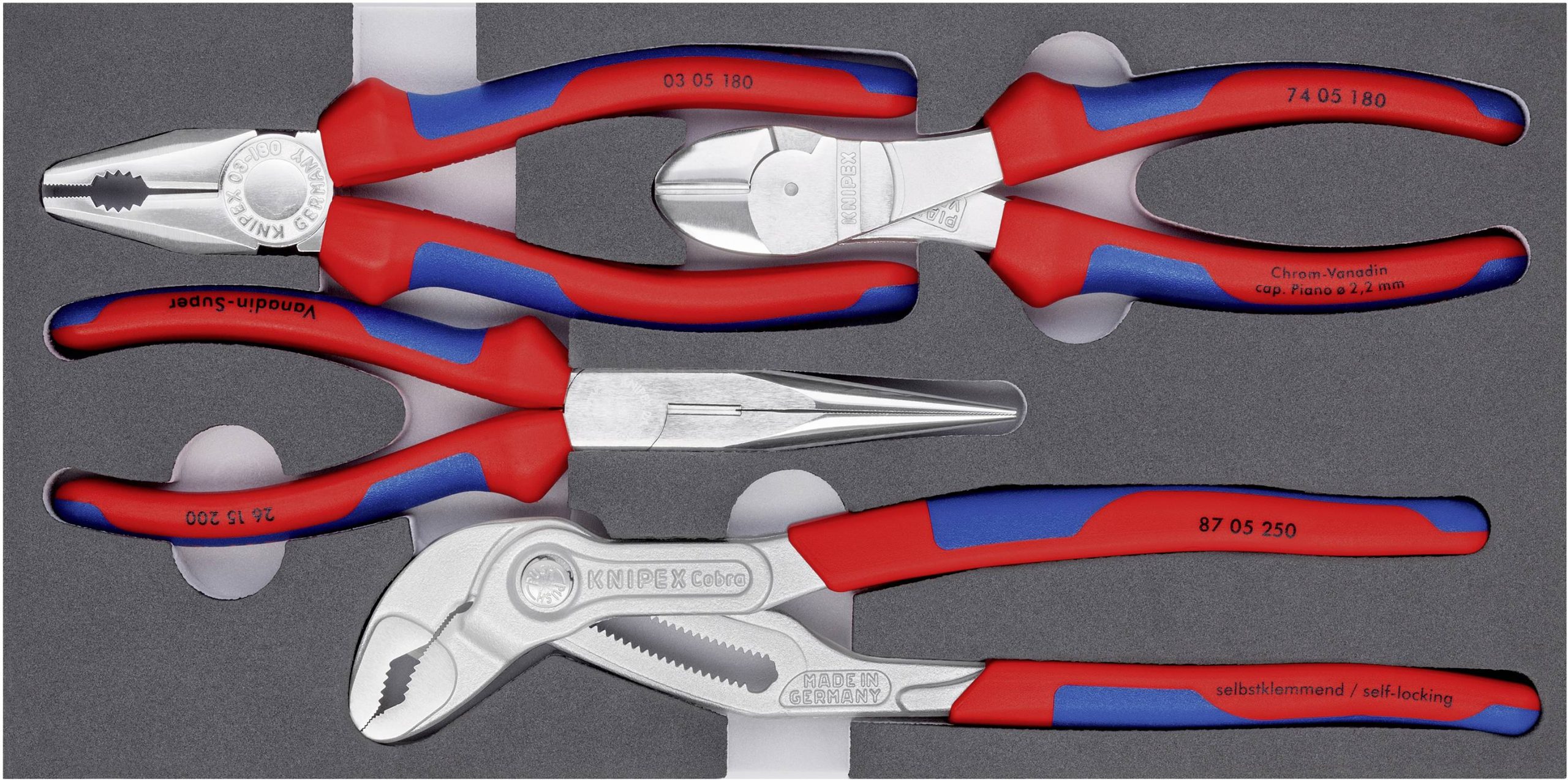 Zestaw szczypiec Knipex Basic Chrom 00 20 01 V17, do warsztatu - obrazek 1