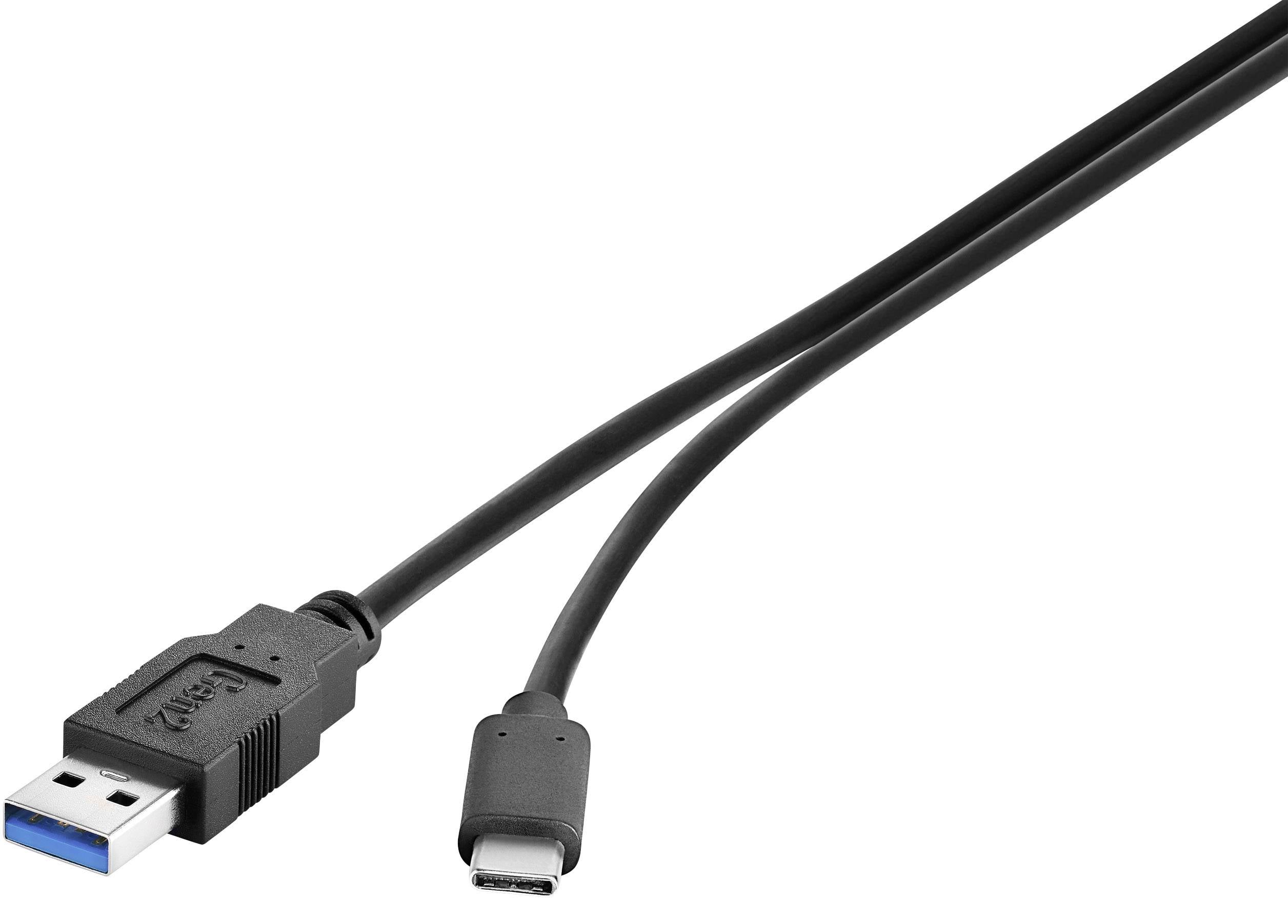 Renkforce Kabel USB USB 3.2 Gen1 Złącze męskie USB-A, Złącze męskie USB-C® 0.30 m czarny styki pozłacane RF-3241262 - obrazek 1