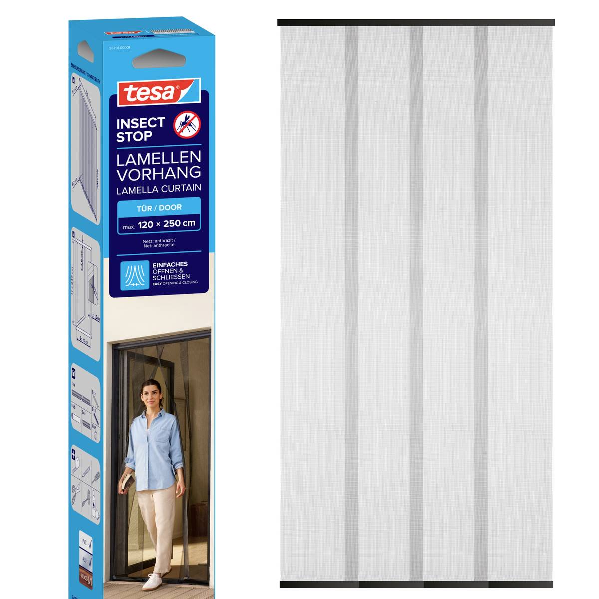 tesa STANDARD 55201-00001-00 Moskitiera do drzwi (S x W) 1200 mm x 2500 mm antracytowy 1 szt. - obrazek 1