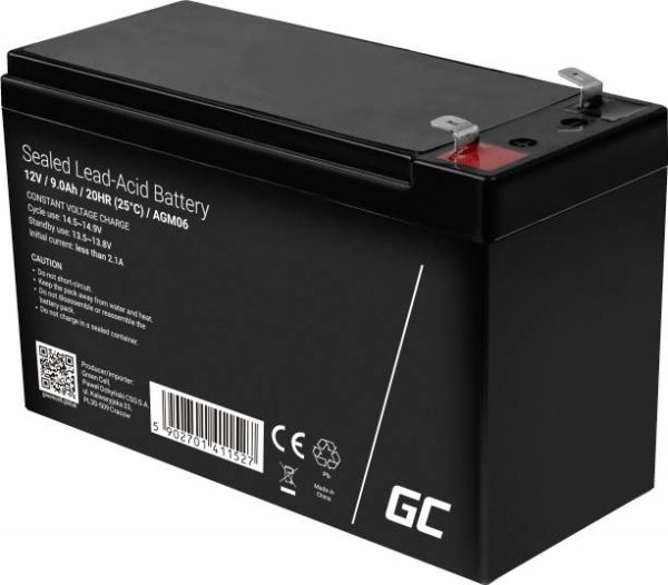 Akumulator ołowiowy Green Cell Green Cell – USV-Akku – 1 x Batterie – Bleisäure AGM06, AGM, 12 V, 9 Ah